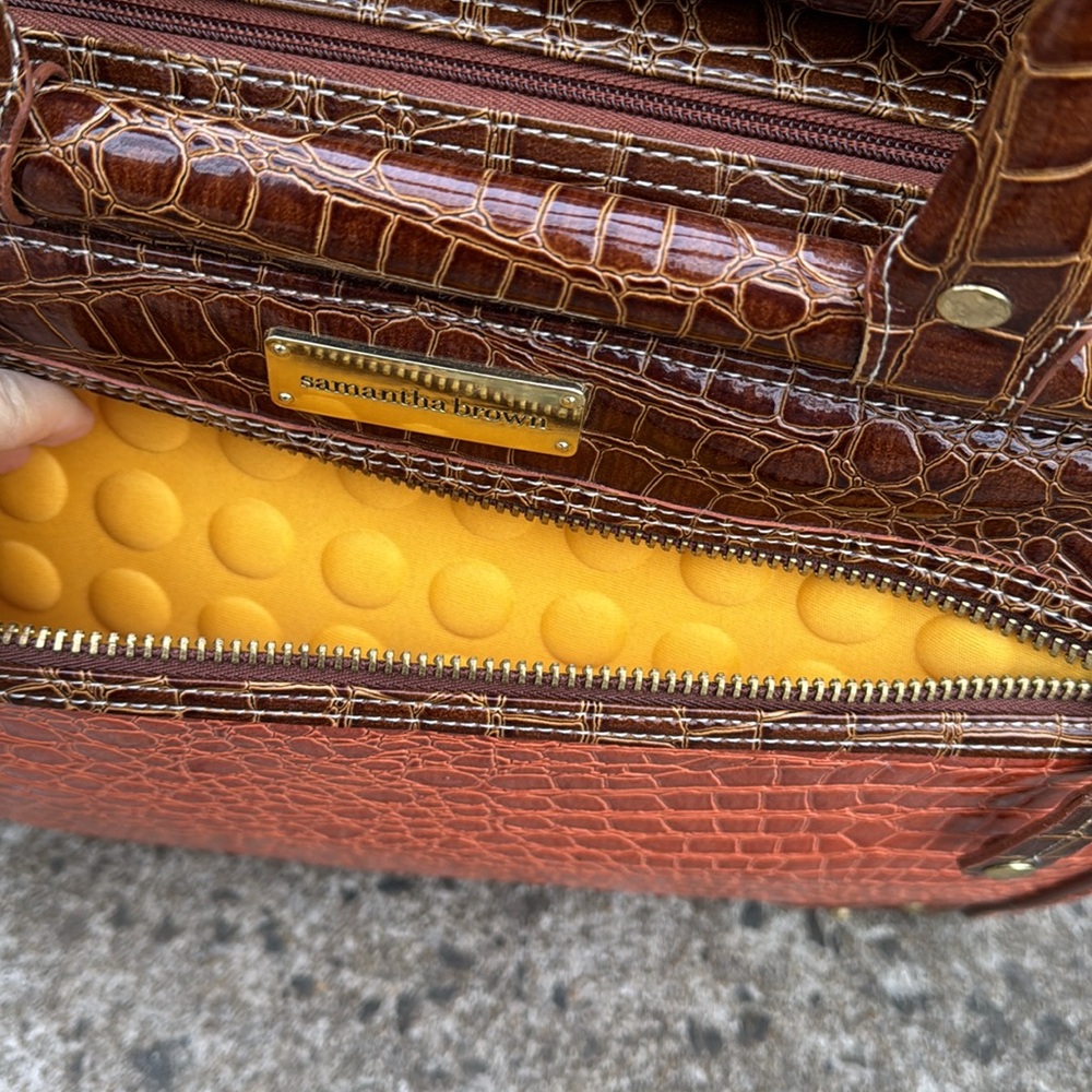 Samantha Brown hand /shoulder Travel Bag happy orange brown embossed croc - Picture 6 of 9